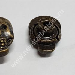 ПУГОВИЦА ДЖИНСОВАЯ 22 ММ №22-14 (ЛИТЬЁ) ЧЕРЕП НЕ СТАБИЛЬНАЯ - АНТИК ТЁМНЫЙ