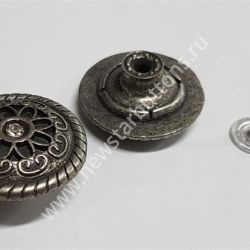 ПУГОВИЦА ДЖИНСОВАЯ 22 ММ №22-16 (ЛИТЬЁ) С КАМНЕМ НЕ СТАБИЛЬНАЯ - ЦВЕТ KG-14