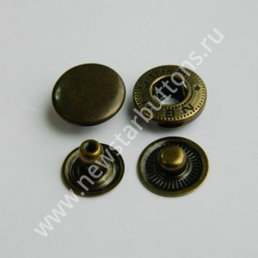 КНОПКА СТАЛЬНАЯ 15 ММ, ТИП АЛЬФА, ЦВЕТ АНТИК/720 ШТ