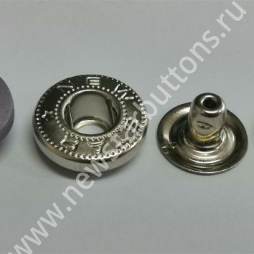 КНОПКА С ПЛАСТИКОВОЙ ШЛЯПКОЙ 15 ММ, ТИП АЛЬФА (СТАЛЬ), ЦВЕТ СЕРЫЙ/720 ШТ