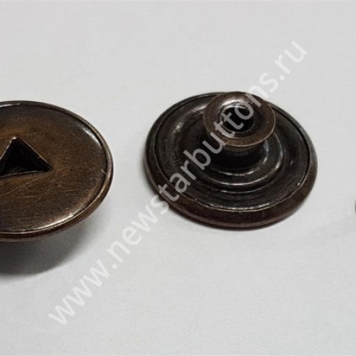 ПУГОВИЦА ДЖИНСОВАЯ 20 ММ №20-20 (ЛАТУНЬ), С ОТВЕРСТИЕМ ТРЕУГОЛЬНИК НЕ СТАБИЛЬНАЯ - АНТИК