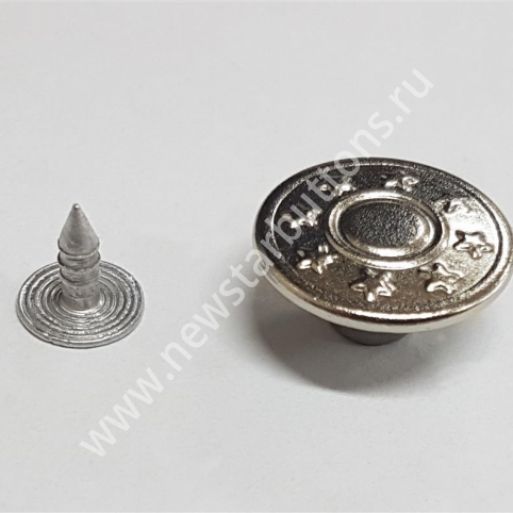 ПУГОВИЦА ДЖИНСОВАЯ 8 ЗВЁЗД, 17 ММ (СТАЛЬ), ЦВЕТ НИКЕЛЬ/1000ШТ