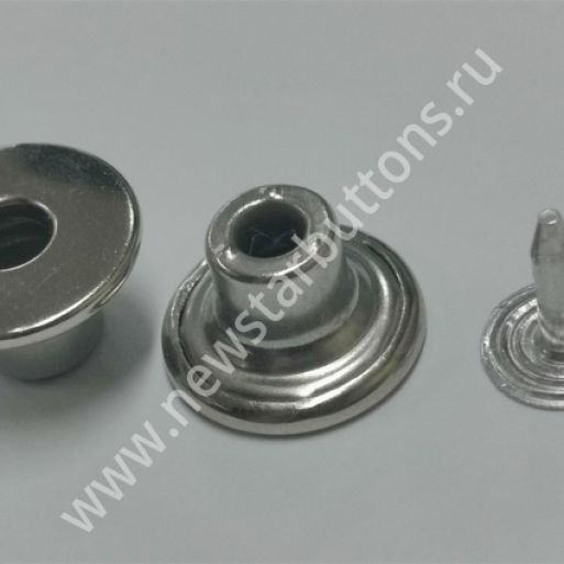 ПУГОВИЦА ДЖИНСОВАЯ 14 ММ С ОТВЕРСТИЕМ (ЛАТУНЬ), ЦВЕТ НИКЕЛЬ /500ШТ