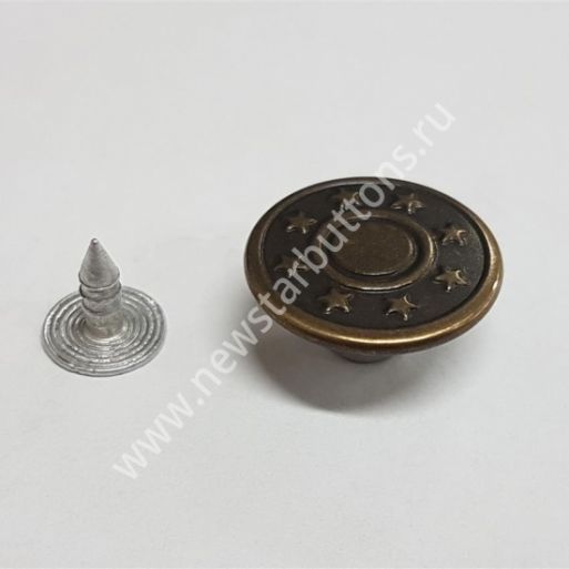 ПУГОВИЦА ДЖИНСОВАЯ 8 ЗВЁЗД, 17 ММ (СТАЛЬ), ЦВЕТ АНТИК/1000ШТ