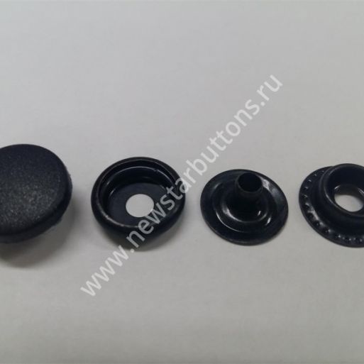 КНОПКА №61 (СТАЛЬ) С ПЛАСТИКОВОЙ ШЛЯПКОЙ 15 ММ, ЦВЕТ ЧЁРНЫЙ/720 ШТ