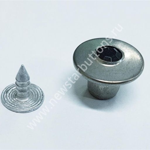 ПУГОВИЦА ДЖИНСОВАЯ 14 ММ №14-16 (ЛАТУНЬ) С КАМНЕМ - НИКЕЛЬ+ЧЁРНЫЙ