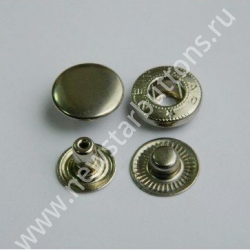 КНОПКА СТАЛЬНАЯ 15 ММ, ТИП АЛЬФА, ЦВЕТ НИКЕЛЬ/720 ШТ