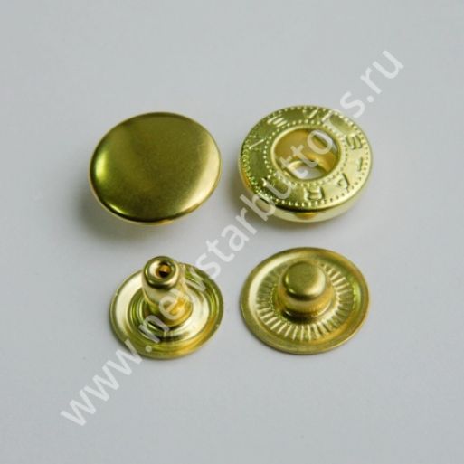 КНОПКА СТАЛЬНАЯ 15 ММ, ТИП АЛЬФА, ЦВЕТ ЗОЛОТО/720 ШТ